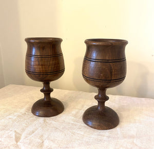 Pair of Vintage Wooden Goblets